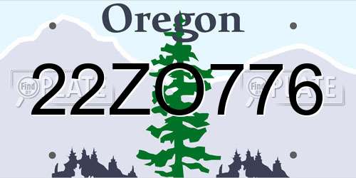 22ZO776 Oregon License Plate