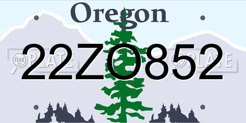 22ZO852 Oregon License Plate