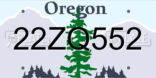 22ZQ552 Oregon License Plate