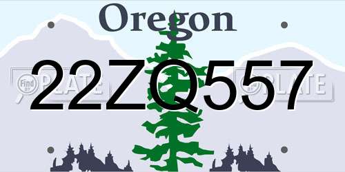 22ZQ557 Oregon License Plate