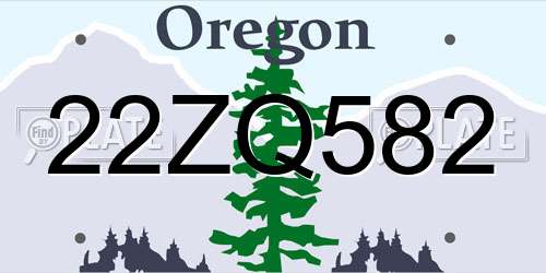 22ZQ582 Oregon License Plate