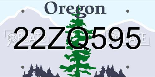 22ZQ595 Oregon License Plate