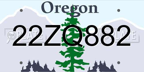 22ZQ882 Oregon License Plate