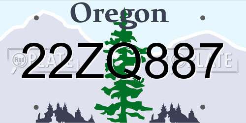 22ZQ887 Oregon License Plate