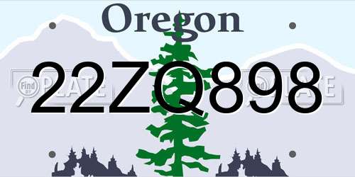 22ZQ898 Oregon License Plate