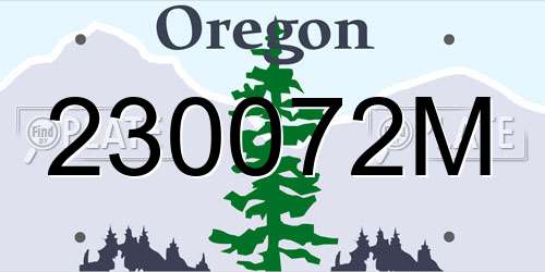 230072M Oregon License Plate
