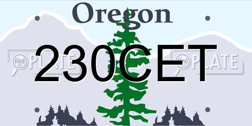 230CET Oregon License Plate