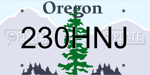230HNJ Oregon License Plate