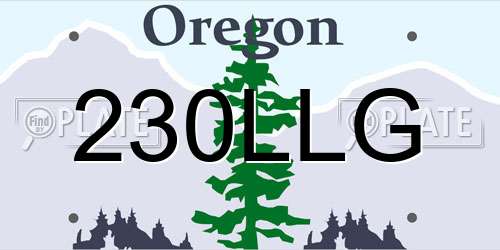 230LLG Oregon License Plate