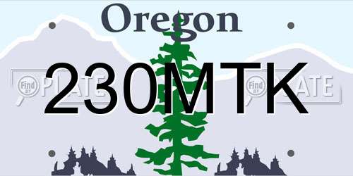 230MTK Oregon License Plate