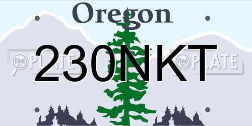 230NKT Oregon License Plate