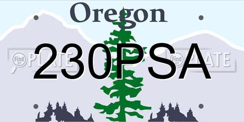 230PSA Oregon License Plate