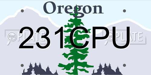231CPU Oregon License Plate