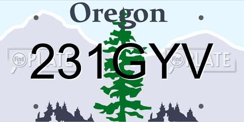 231GYV Oregon License Plate