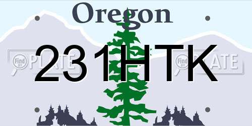 231HTK Oregon License Plate