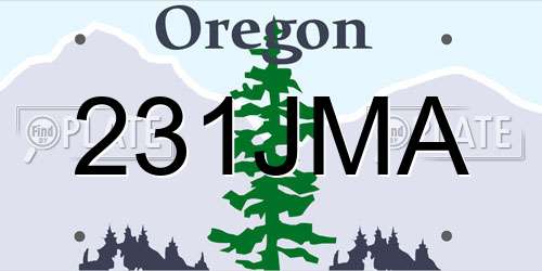 231JMA Oregon License Plate