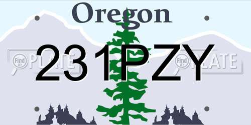 231PZY Oregon License Plate