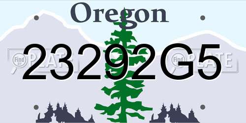23292G5 Oregon License Plate