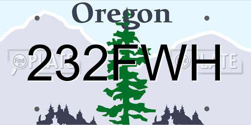 232FWH Oregon License Plate