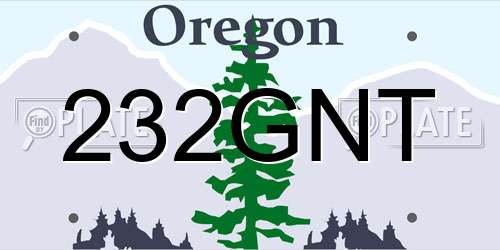 232GNT Oregon License Plate