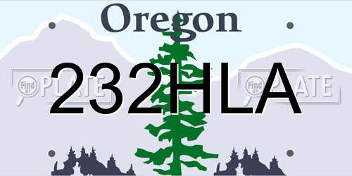 232HLA Oregon License Plate