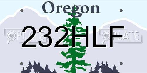 232HLF Oregon License Plate