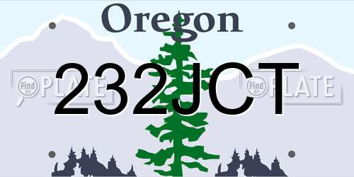 232JCT Oregon License Plate