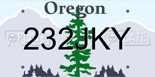232JKY Oregon License Plate