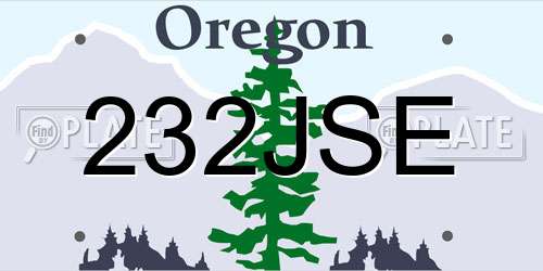 232JSE Oregon License Plate