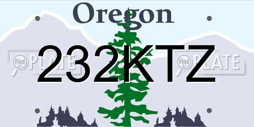 232KTZ Oregon License Plate