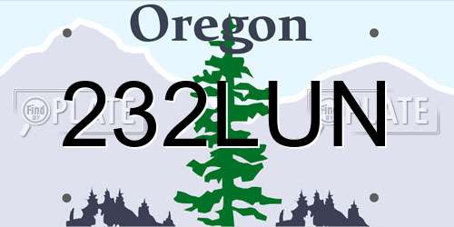 232LUN Oregon License Plate