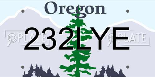 232LYE Oregon License Plate
