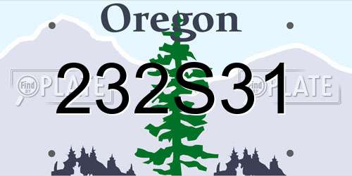 232S31 Oregon License Plate