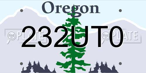 232UT0 Oregon License Plate