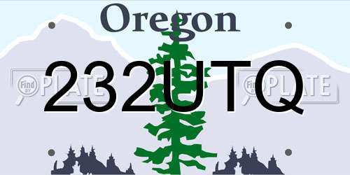 232UTQ Oregon License Plate