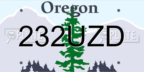 232UZD Oregon License Plate