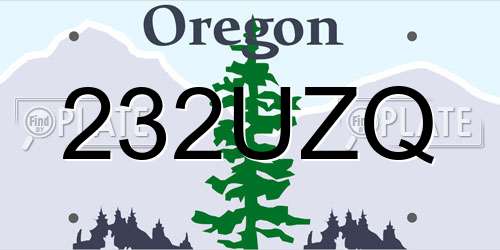 232UZQ Oregon License Plate