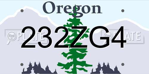 232ZG4 Oregon License Plate