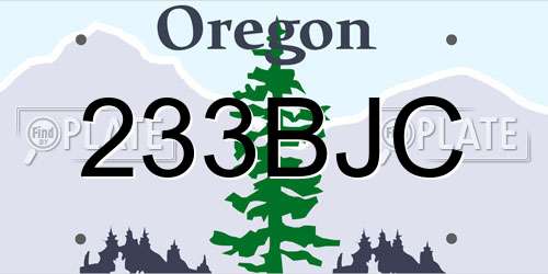 233BJC Oregon License Plate
