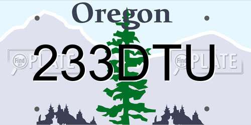 233DTU Oregon License Plate