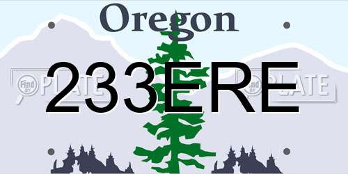 233ERE Oregon License Plate
