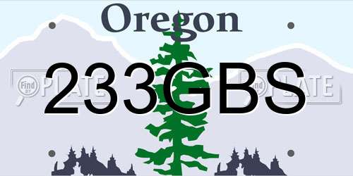 233GBS Oregon License Plate