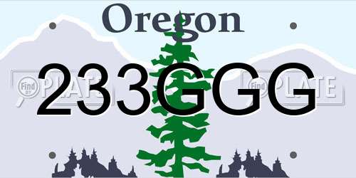233GGG Oregon License Plate