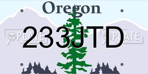 233JTD Oregon License Plate