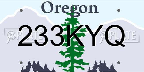 233KYQ Oregon License Plate