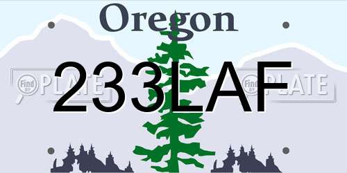 233LAF Oregon License Plate
