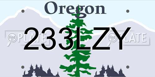 233LZY Oregon License Plate