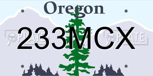 233MCX Oregon License Plate