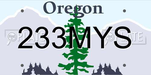 233MYS Oregon License Plate