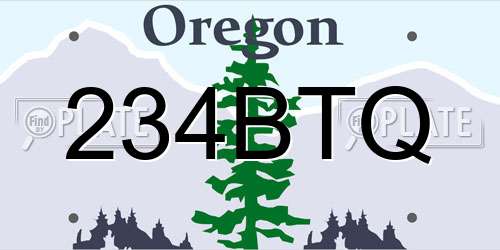 234BTQ Oregon License Plate